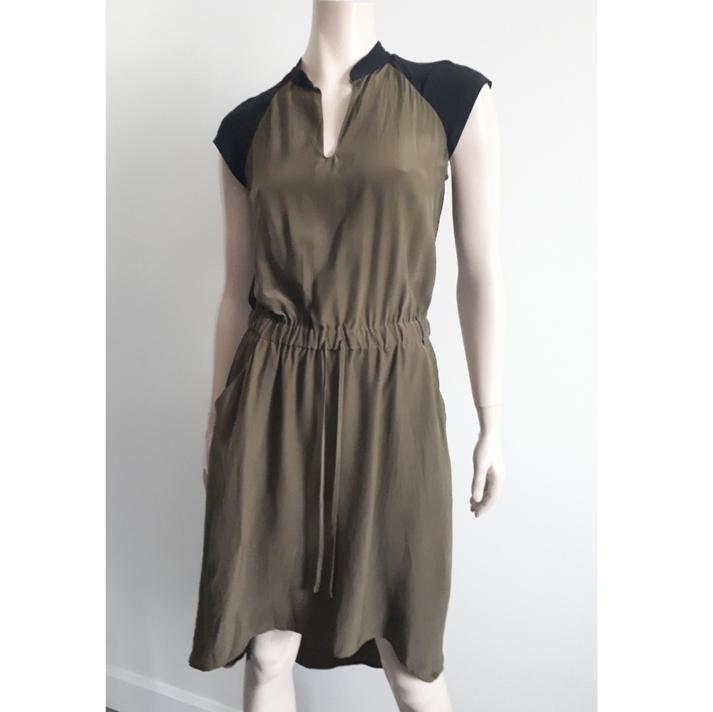 Parker | Two-tone Silk Dress with Mesh Detail